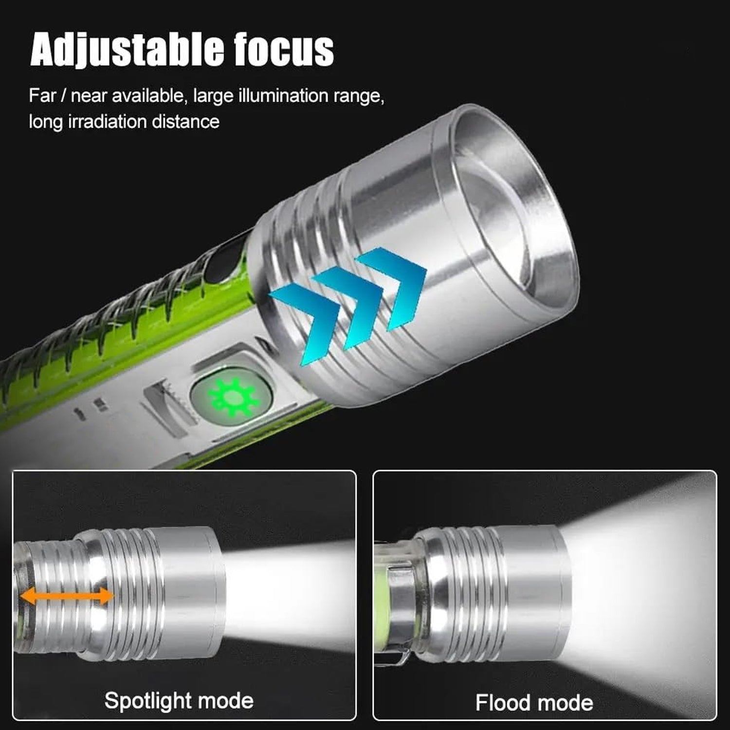 Wukusy rechargeable USB LED flashlight with pattern design, compact handheld torch light for home improvement tasks.