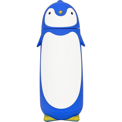 Wukusy Penguin cartoon water bottle with insulated inner glass, vacuum-sealed travel mug featuring a fun penguin design.