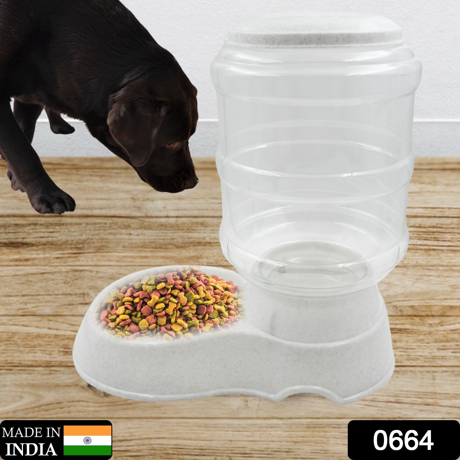 Wukusy pet feeder food dispenser for dogs and cats, automatic gravity dry food storage bottle for easy pet food replenishment.