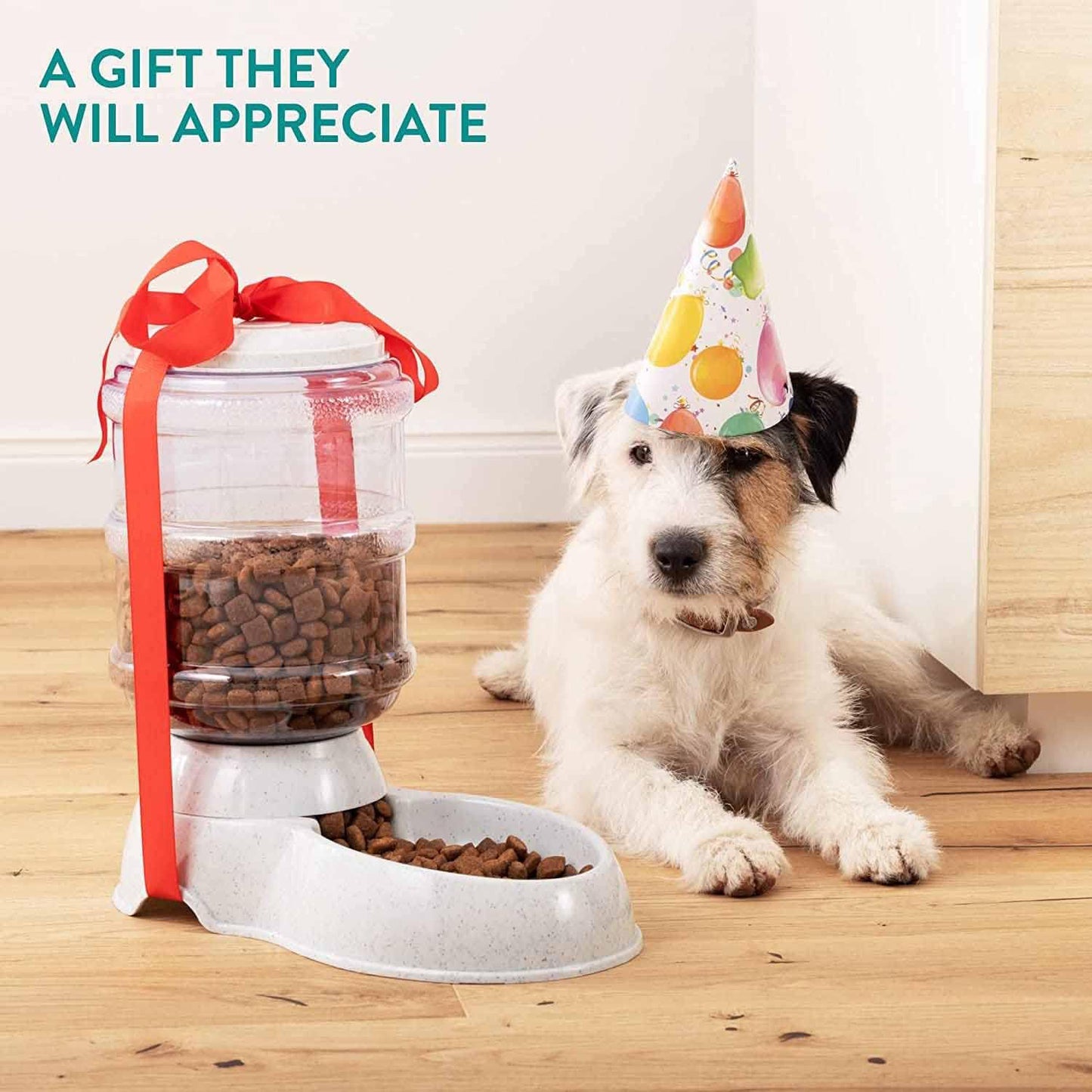 Wukusy pet food dispenser for dogs and cats, automatic gravity dry food storage bottle for easy pet feeding at home