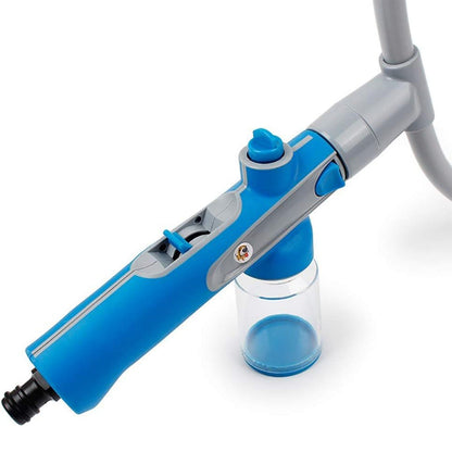 Wukusy pet shower sprayer and grooming bath massager with microfiber glove for cats and dogs, set for home pet grooming.