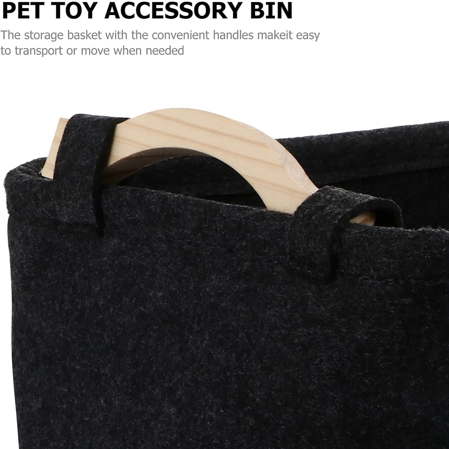 Wukusy pet toy storage basket in beige with handles, measuring 39x29x17 cm, ideal for organizing pet toys at home.