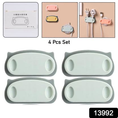 Wukusy pig plug wire organizer clips with self-adhesive pads, set of 4, for home improvement and cable management.