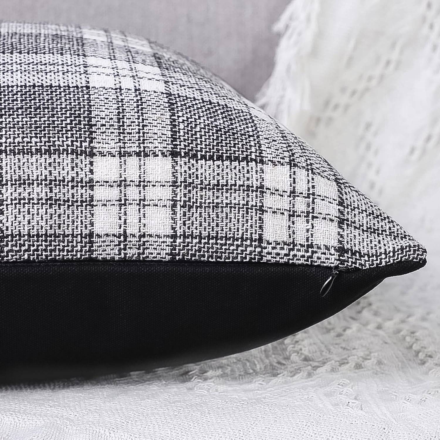 Pair of Wukusy pillow covers in soft leather and cotton, 23x22 inch cushion cases for home decor, set of 2.