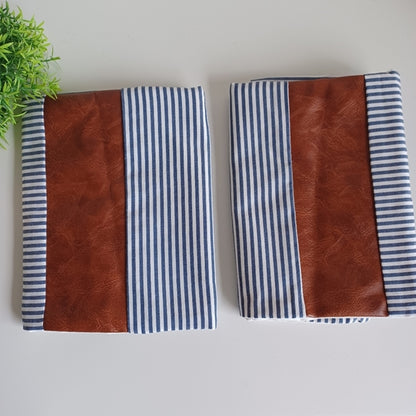 Pair of 16x16 inch Wukusy leather and cotton pillow covers, soft and stylish cushion covers for home decor.