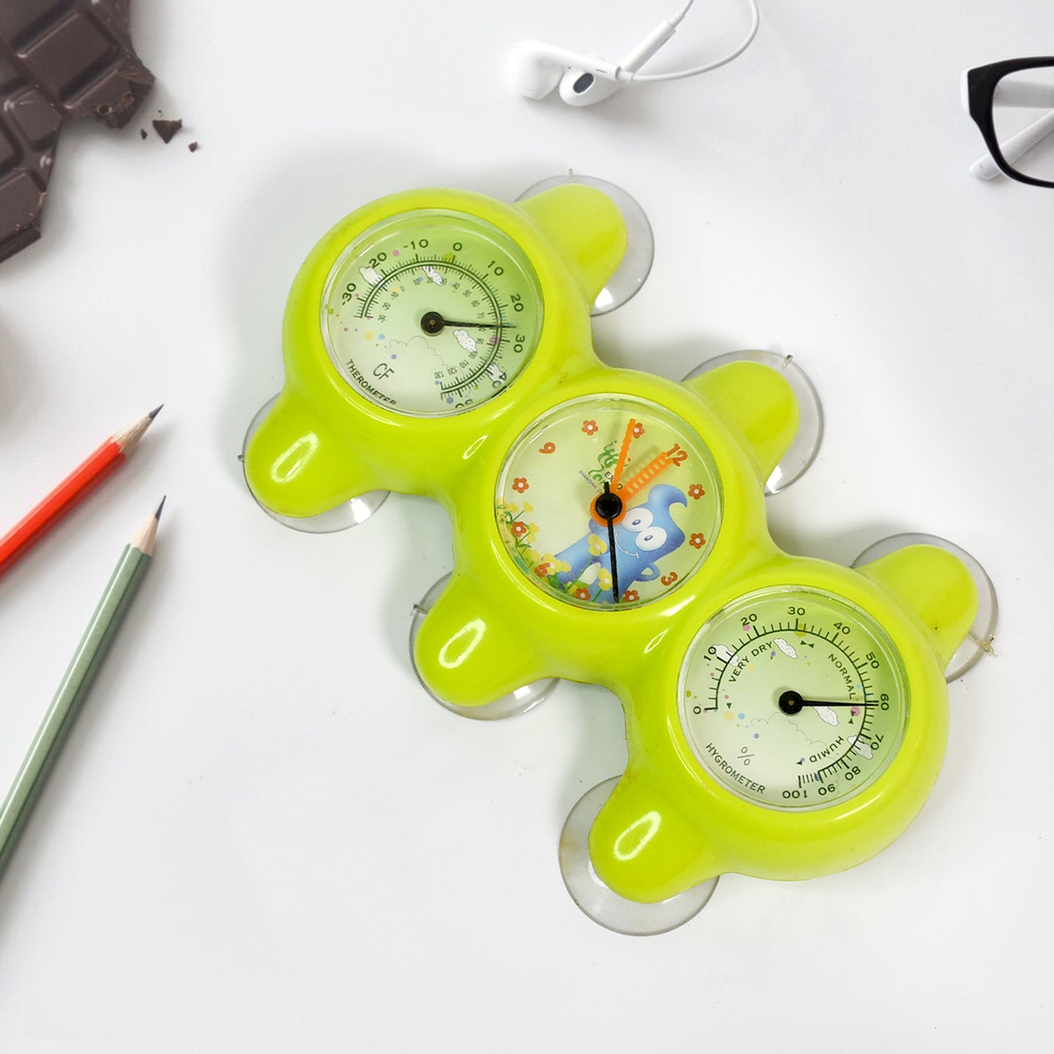Wukusy plastic 3-in-1 precision desktop clock for home improvement, showing time and date on a compact tabletop display.
