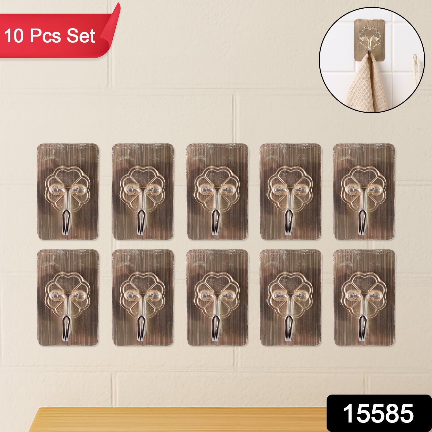 Wukusy plastic adhesive waterproof and oil-proof wall hooks, 5.5 x 3.5 cm, set of 10 for home improvement.