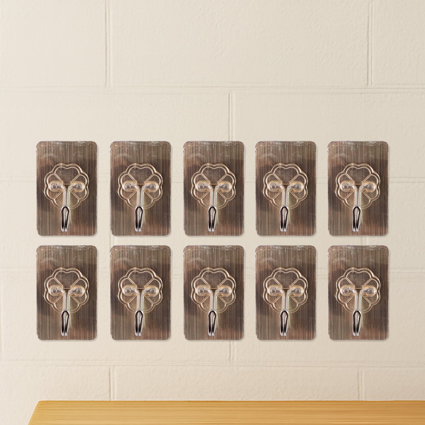 Wukusy plastic adhesive wall hooks, waterproof and oil-proof, 5.5x3.5 cm, set of 10, ideal for home improvement.
