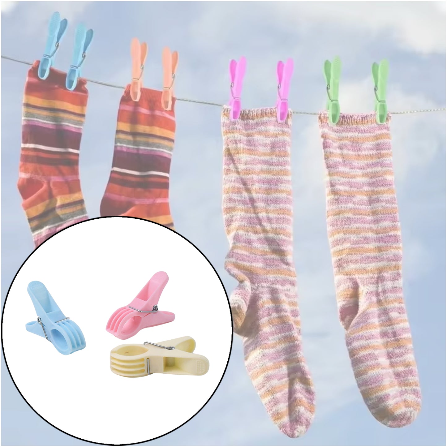 Multicolour plastic cloth clips from Wukusy, pack of 12, used for home improvement and laundry purposes.