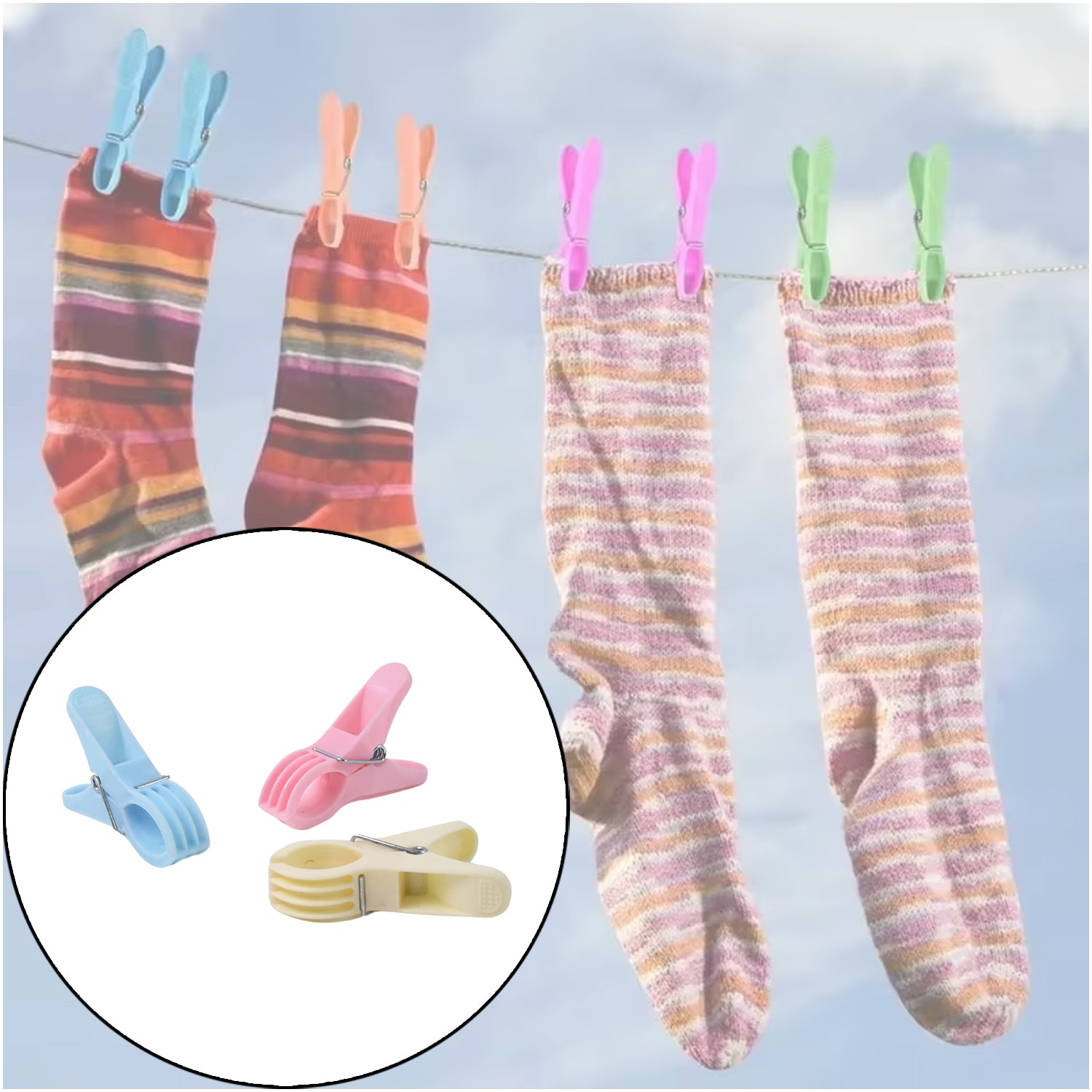 Multicolour plastic cloth clips from Wukusy, pack of 12, used for home improvement and laundry purposes.