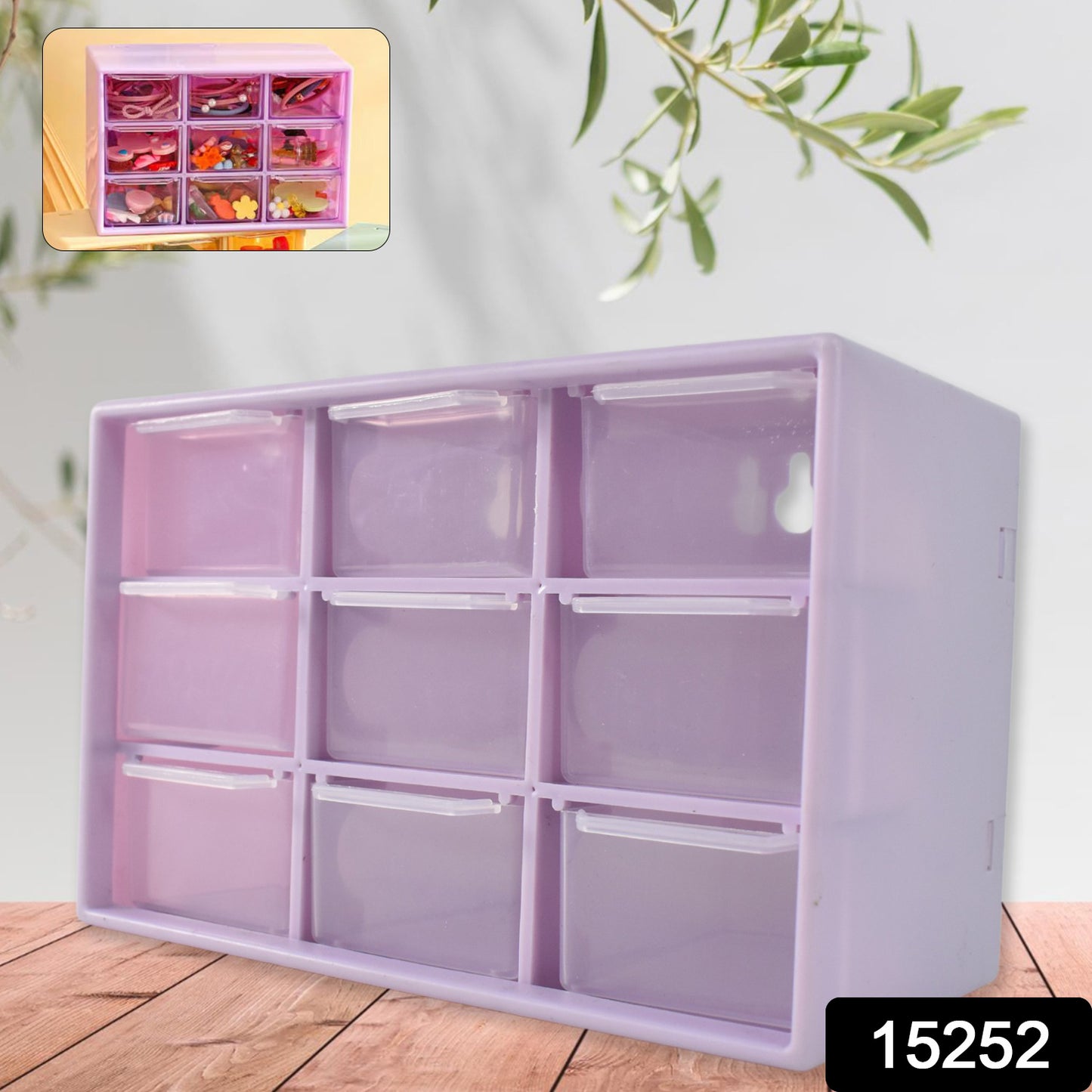 Wukusy plastic compact drawer organizer for jewelry with 9 compartments, ideal for home storage and organization.
