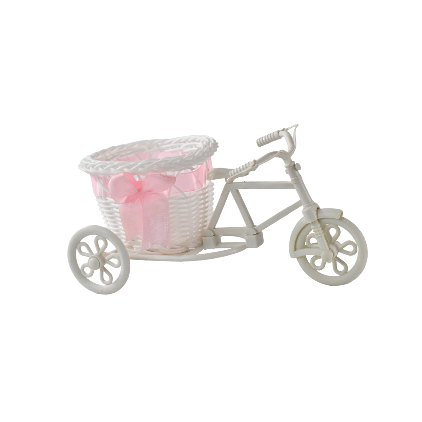 Plastic bicycle flower vase stand by Wukusy, ideal for home decor, featuring a cycle-shaped design for stylish flower arrangements.