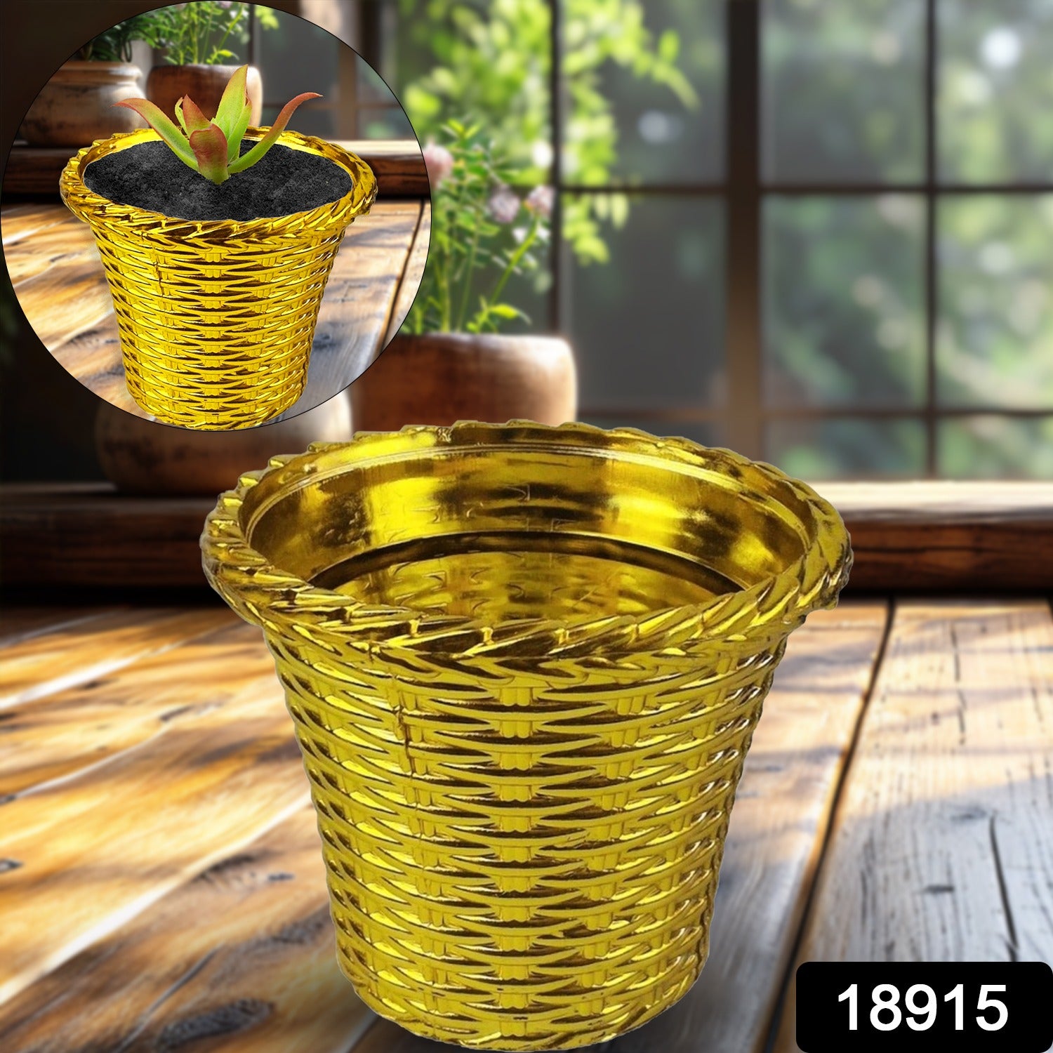 Wukusy plastic flower Valencia in a decorative pot, suitable for home and outdoor decor, perfect for enhancing garden or interior spaces.