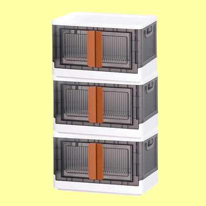 Wukusy plastic folding wardrobe storage organizer with 3 layers, ideal for home closet organization and space saving.