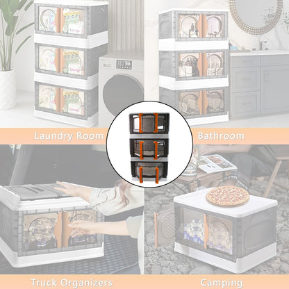 Wukusy plastic folding wardrobe storage organizer with 3 layers, ideal for home improvement and closet organization.