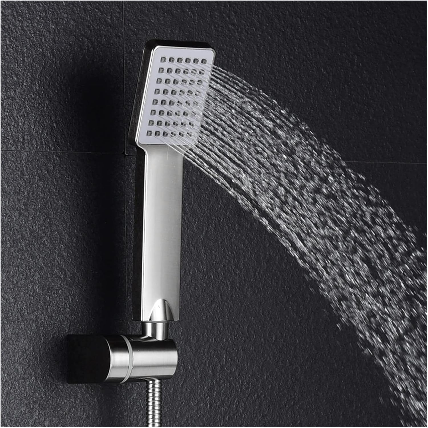 Wukusy plastic high pressure handheld shower head for home improvement, showing the shower head with hose attachment