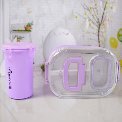 Wukusy plastic lunch box set with small box and bottle for kids, including four colorful containers for lunch storage.