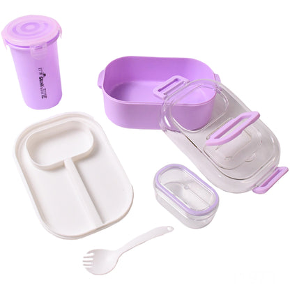 Wukusy plastic lunch box set for kids with small box and bottle, durable food storage containers for school lunches.