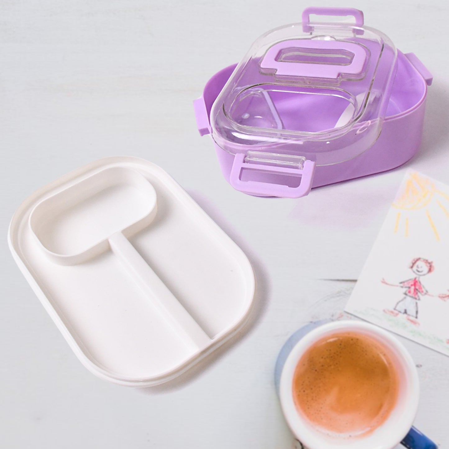 Wukusy plastic lunch box set for kids with small box and bottle, durable food storage containers for lunch or snacks.
