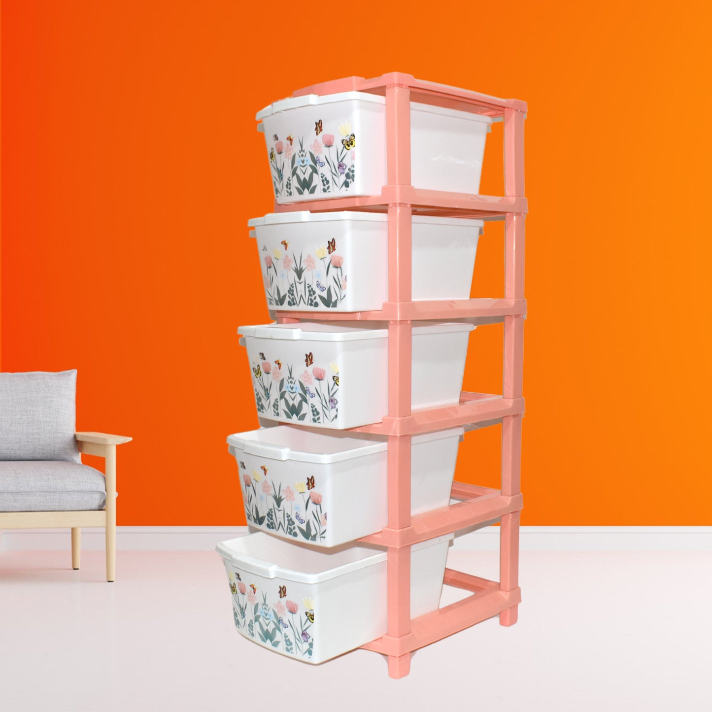 Wukusy Plastic Smart Wonder Drawer for home storage, 5-layer organizer, clear plastic design, ideal for home organization.