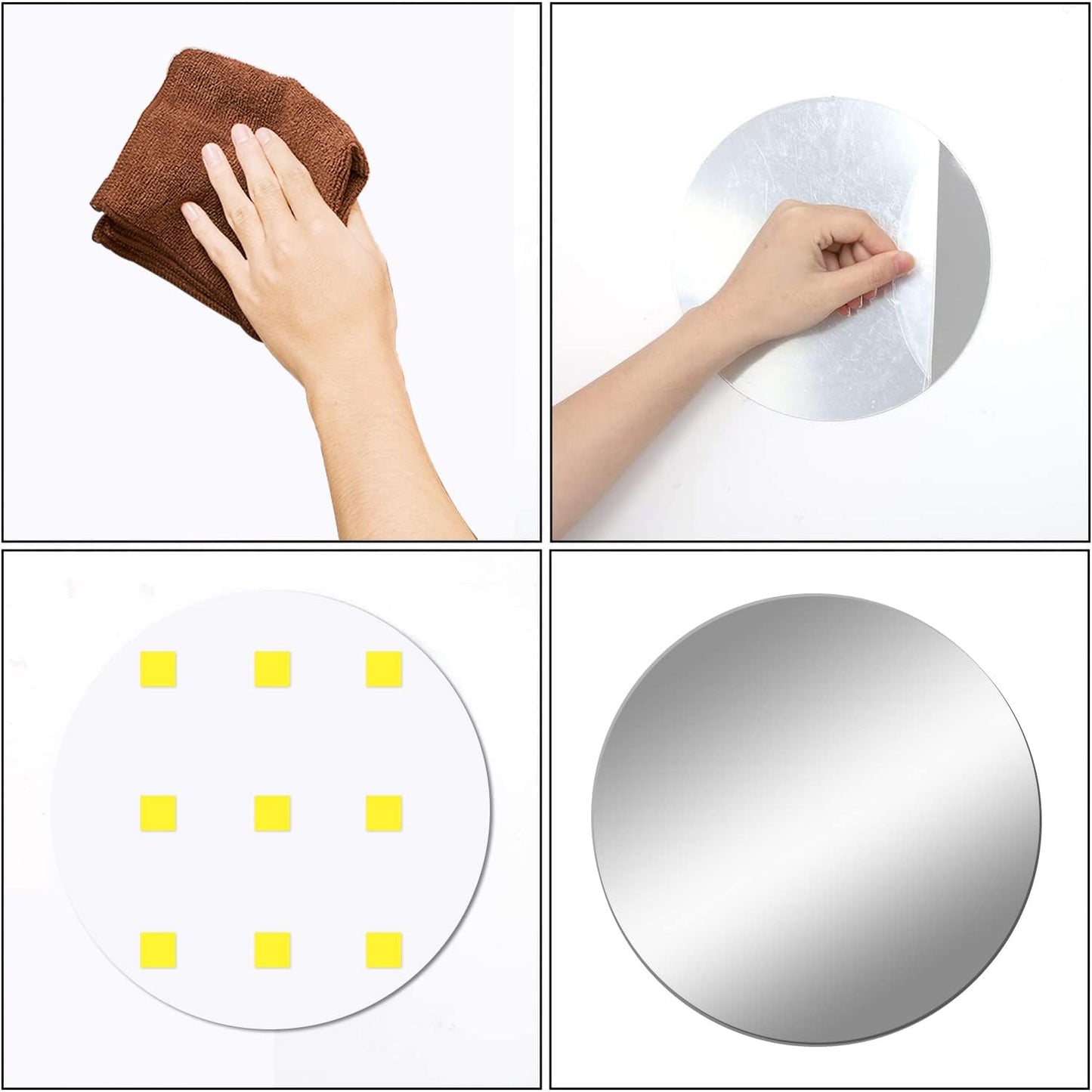 Wukusy plastic square 3D mirror wall sticker for home decor, single piece, reflective geometric decor for walls.
