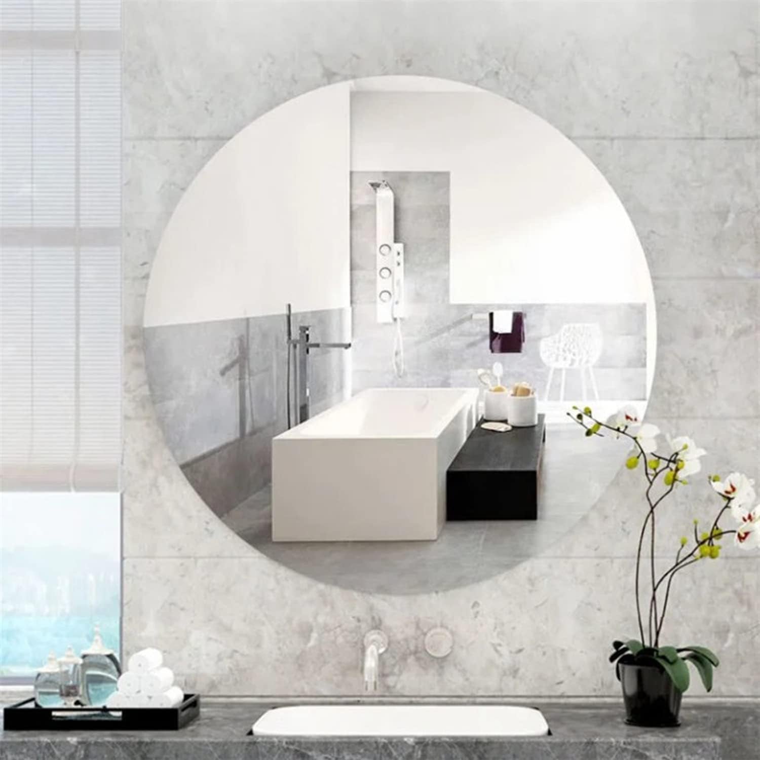 Plastic square 3D mirror wall sticker by Wukusy, showcasing a modern, reflective home decor element for wall enhancement.