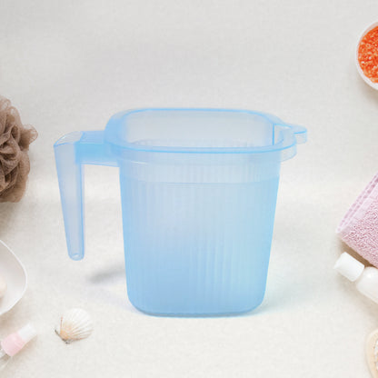 Set of four Wukusy plastic transparent bathroom water mugs in mixed colors, each with a 1000 ml capacity.