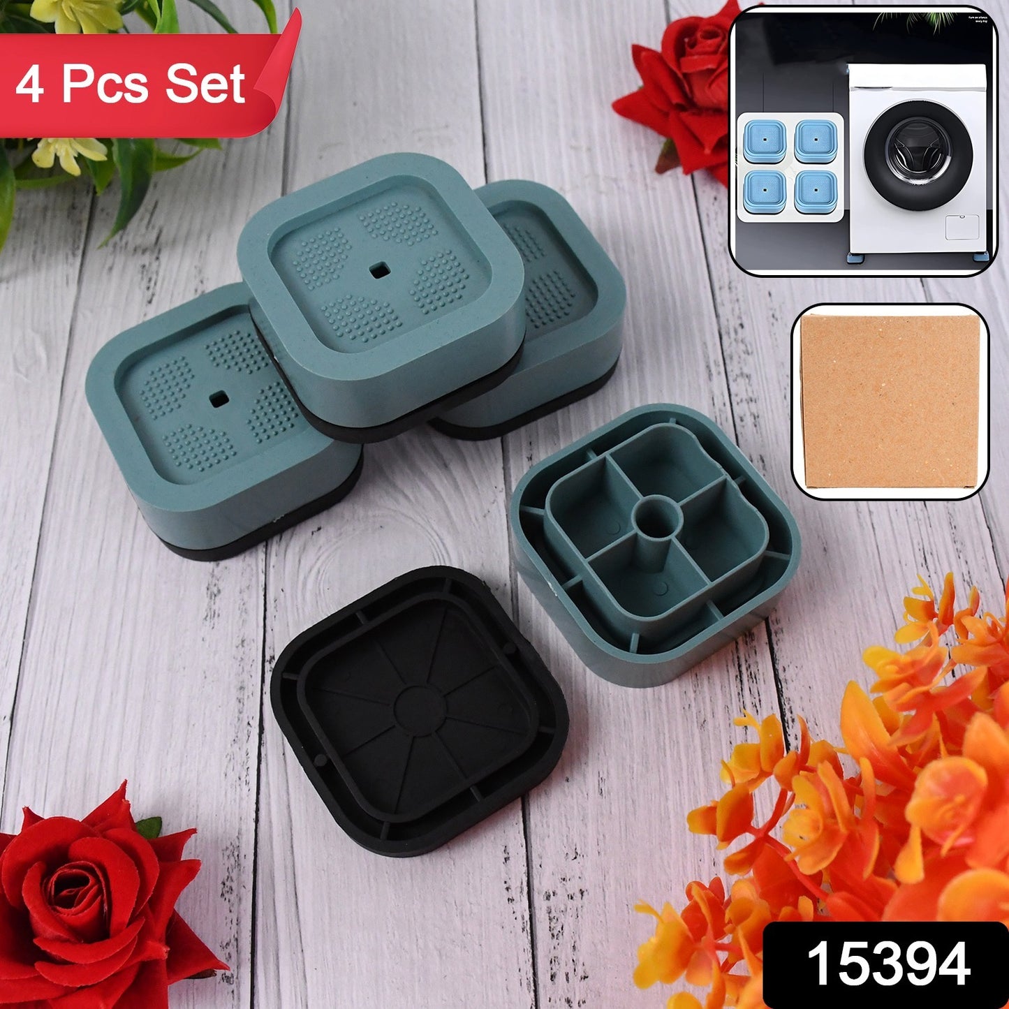 Set of 4 Wukusy plastic washing machine feet pads for home improvement, provides stability and protection for appliances.