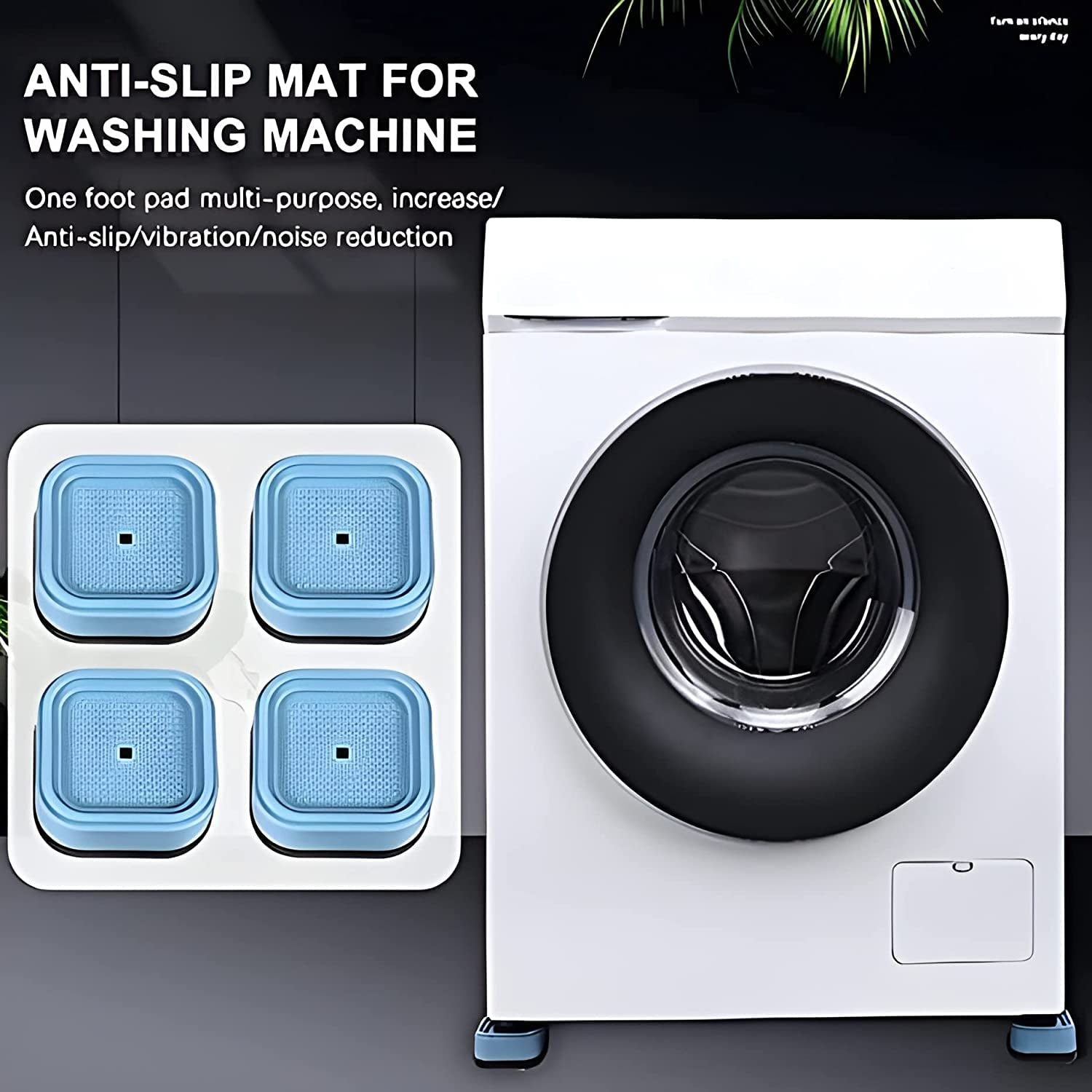 Set of 4 Wukusy plastic washing machine feet pads for home improvement, designed to stabilize and protect appliances.