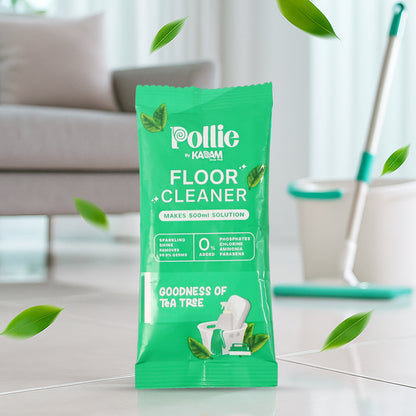 Wukusy Pollic Kadam concentrated floor cleaner sachet with tea tree fragrance, 50g, for effective home floor cleaning and fresh scent.