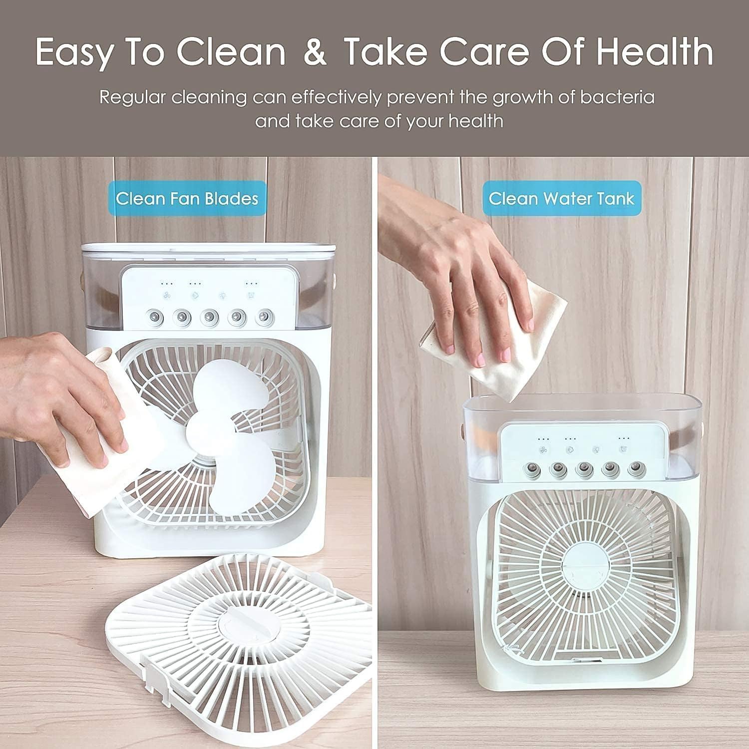 Wukusy portable air conditioner fan with 7-color changing lights, compact home improvement cooling device, large size, single unit
