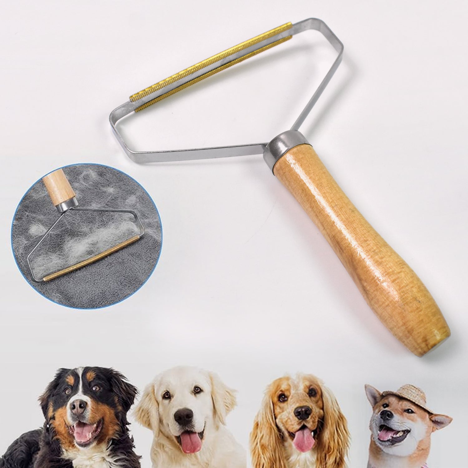Wukusy portable double-sided lint remover for home improvement, showing the compact handheld device with cleaning surfaces.