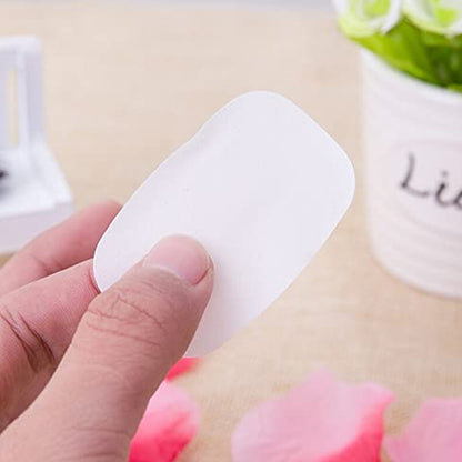 Wukusy portable travel paper soap sheets in a mini box, 20 mixed color sheets for easy hand cleaning on the go.