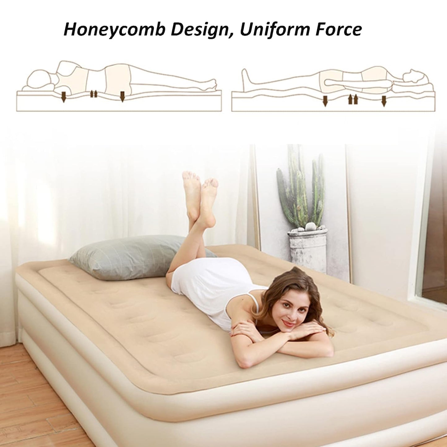 Portable inflatable folding bed by Wukusy, 190x100x40 cm, ideal for home improvement, showing the compact, inflated lazy bed.