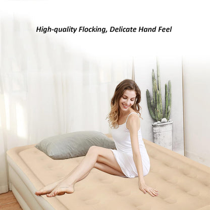 Wukusy portable inflatable folding lazy bed in blue, 190x100x40 cm, ideal for home relaxation or travel use