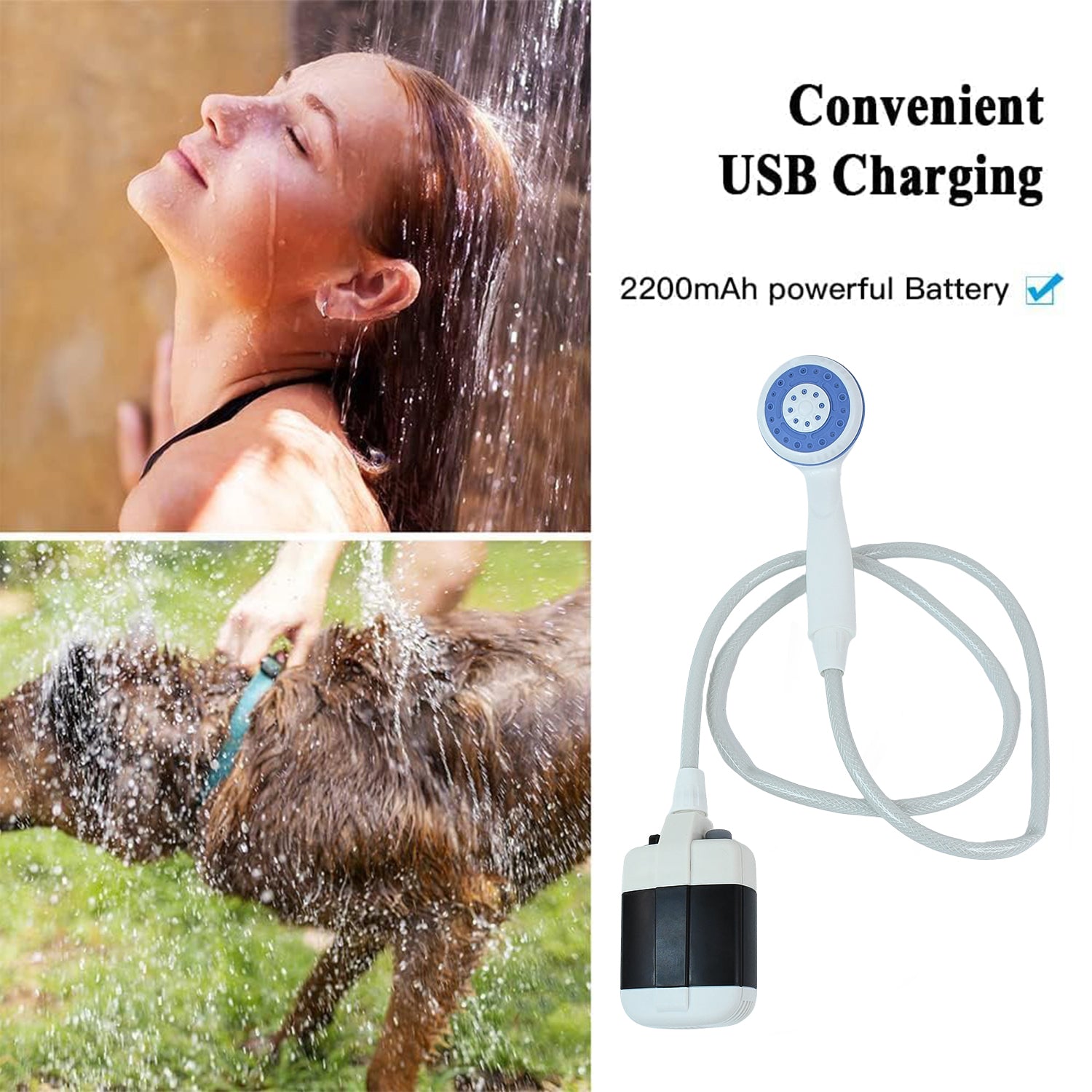 Wukusy Portable Outdoor Shower Kit set with showerhead, hose, and mounting accessories for outdoor home improvement use