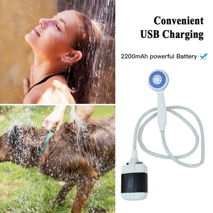 Wukusy Portable Outdoor Shower Kit set with showerhead, hose, and mounting accessories for outdoor home improvement use