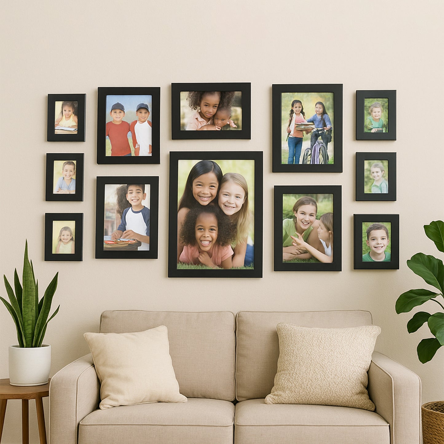 Set of 12 black wall-hanging photo frames by Wukusy, perfect for gallery wall decor and home improvement.