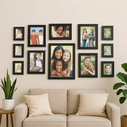 Set of 12 black wall-hanging photo frames by Wukusy, perfect for gallery wall decor and home improvement.