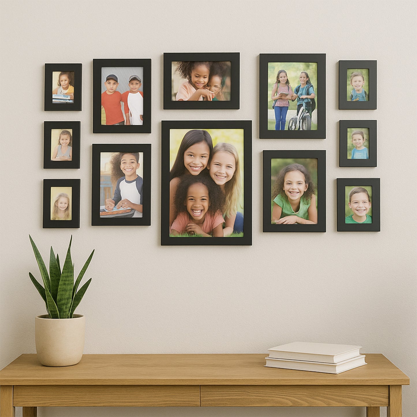 Set of 12 black Wukusy photo frames for wall hanging, perfect for gallery displays and home decoration.