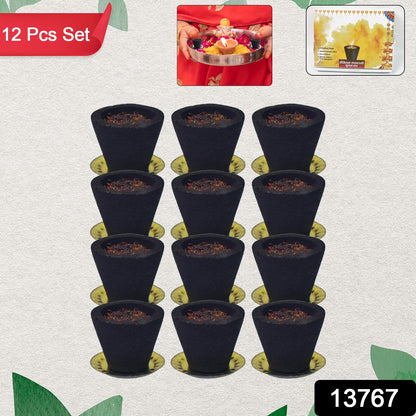 Set of 12 Wukusy Premium Gugal Sambrani cups for traditional havan or home improvement rituals, showing the cups and packaging.