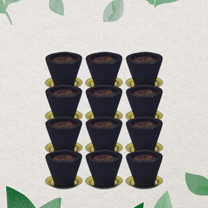 Set of 12 Wukusy Premium Gugal Sambrani Cups for Havan and home improvement, shown in a close-up of the cups ready for use.