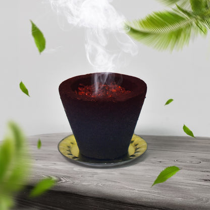 Set of 12 Wukusy Premium Gugal Sambrani Cups for home havan and incense burning, arranged on a wooden tray.
