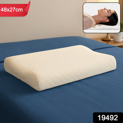 Wukusy orthopedic memory foam cervical pillow in 48x27cm size, showing the ergonomic pillow shape designed for neck support.