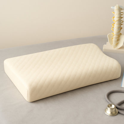 Wukusy premium orthopedic memory foam cervical pillow showing a white pillow with ergonomic design, size 48x27cm for neck support.