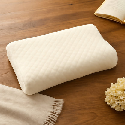 Wukusy orthopedic memory foam cervical pillow showing ergonomic shape and soft fabric cover, 48x27cm, ideal for neck support.