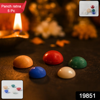 Set of five Premium Panch Ratna stones by Wukusy for home improvement, showcasing polished multi-colored gemstones.