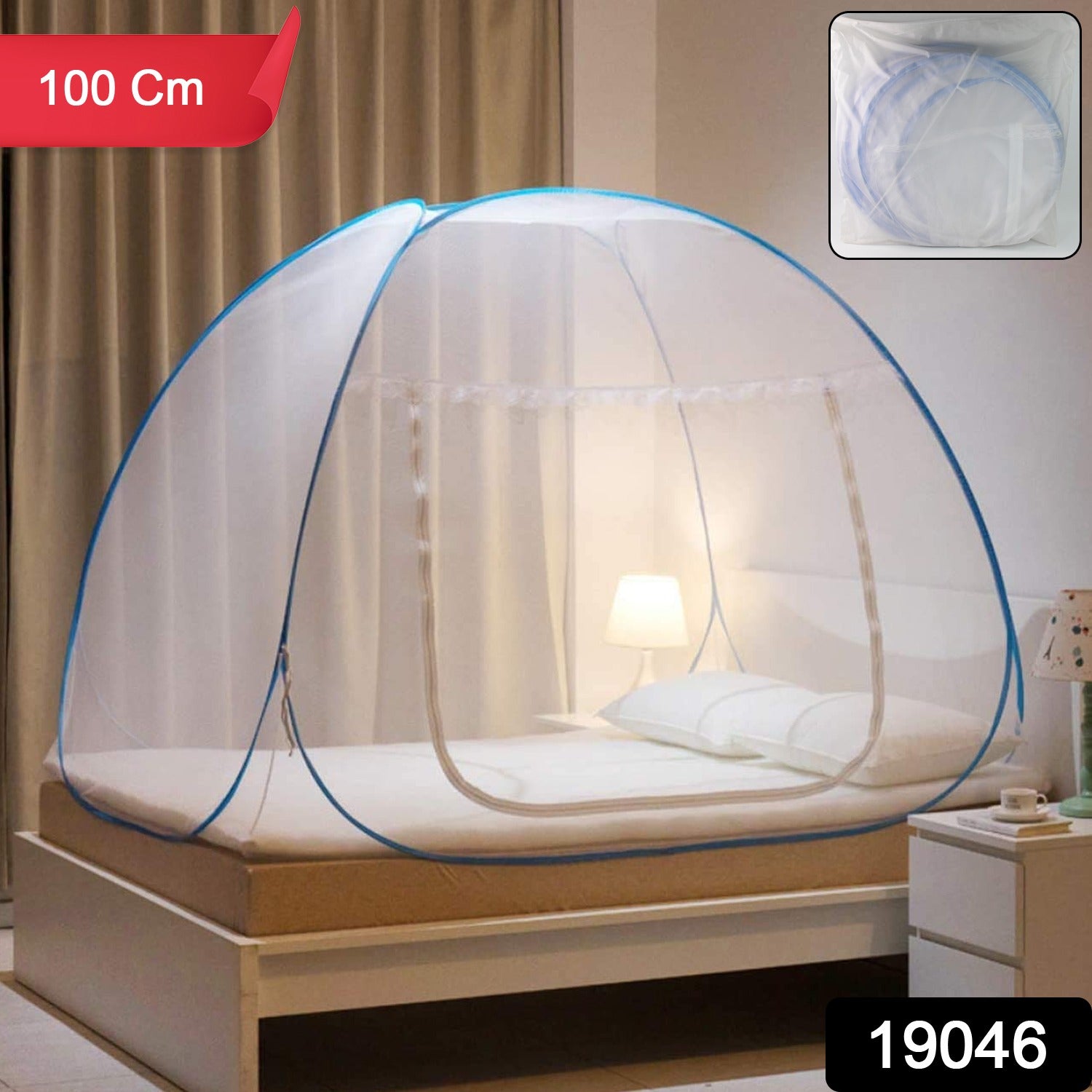 Wukusy premium polyester foldable mosquito net tent, 100 cm long, designed for home improvement, with a mesh fabric enclosure.