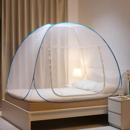 Wukusy premium polyester foldable mosquito net tent, 100 cm long, designed for home improvement, with mesh sides and a foldable frame.