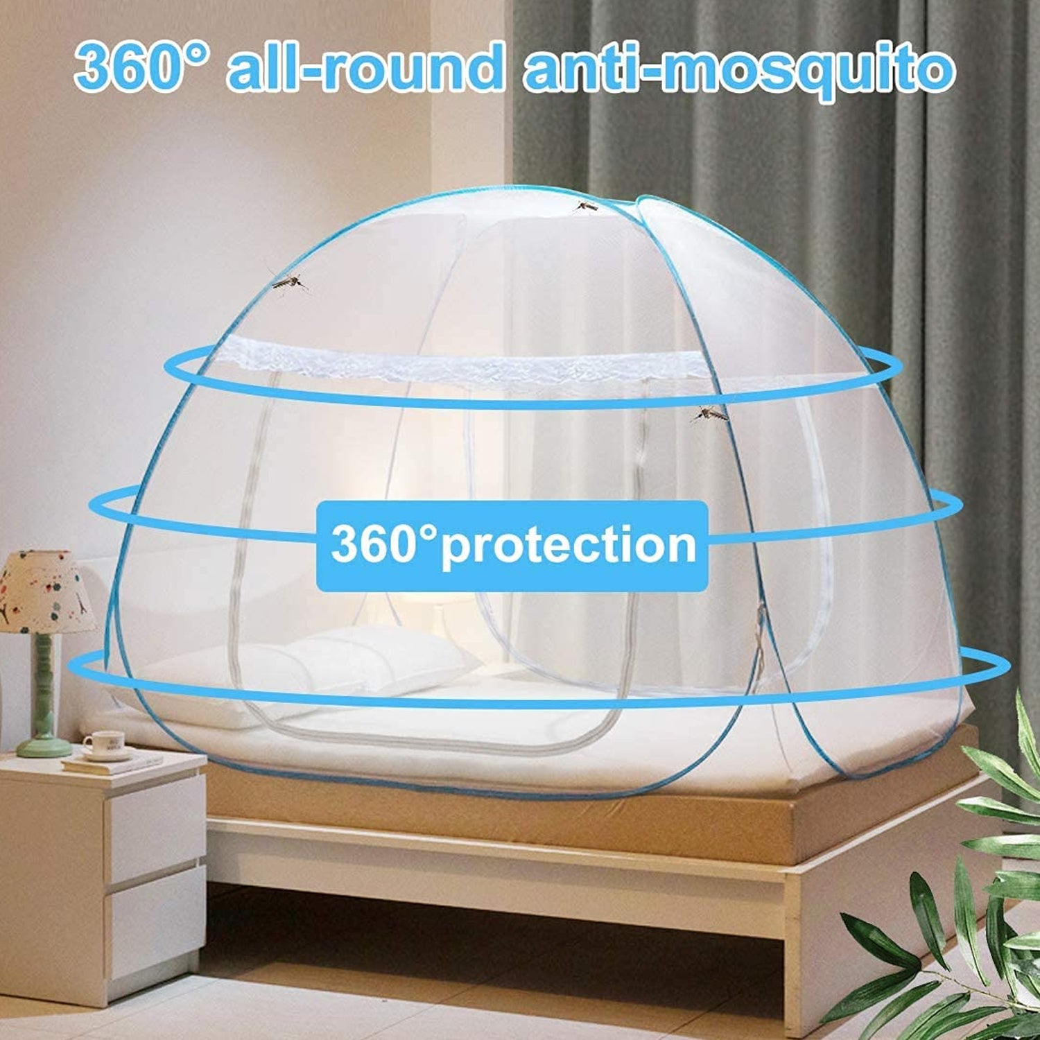 Wukusy premium polyester foldable mosquito net tent, 100 cm long, designed for home improvement, with mesh sides and foldable frame.